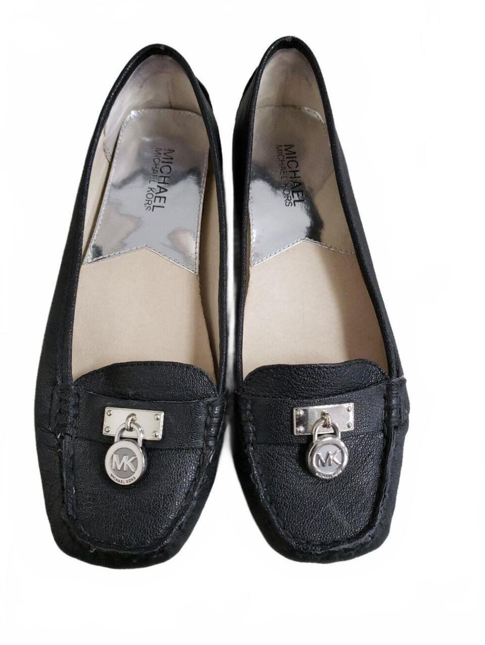Michael Kors Size 7.5 Black Leather Loafer Flats - Picture 2 of 8